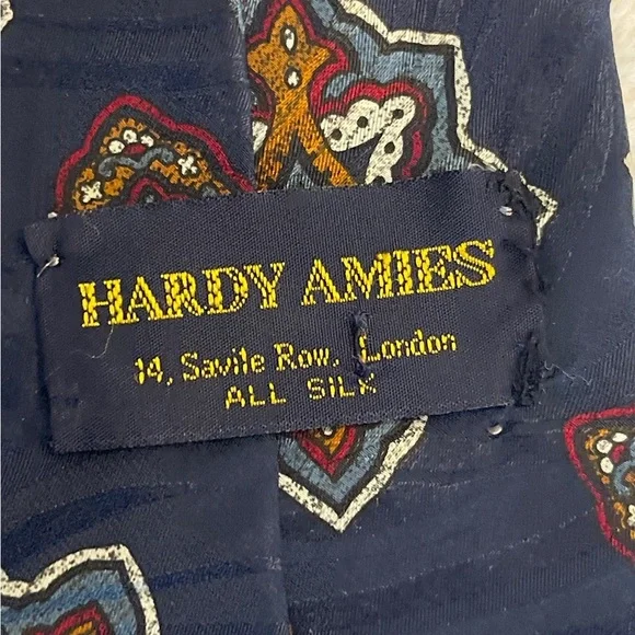 Hardy Amies Navy and Multicolor Geometric Tie - Picture 5 of 6